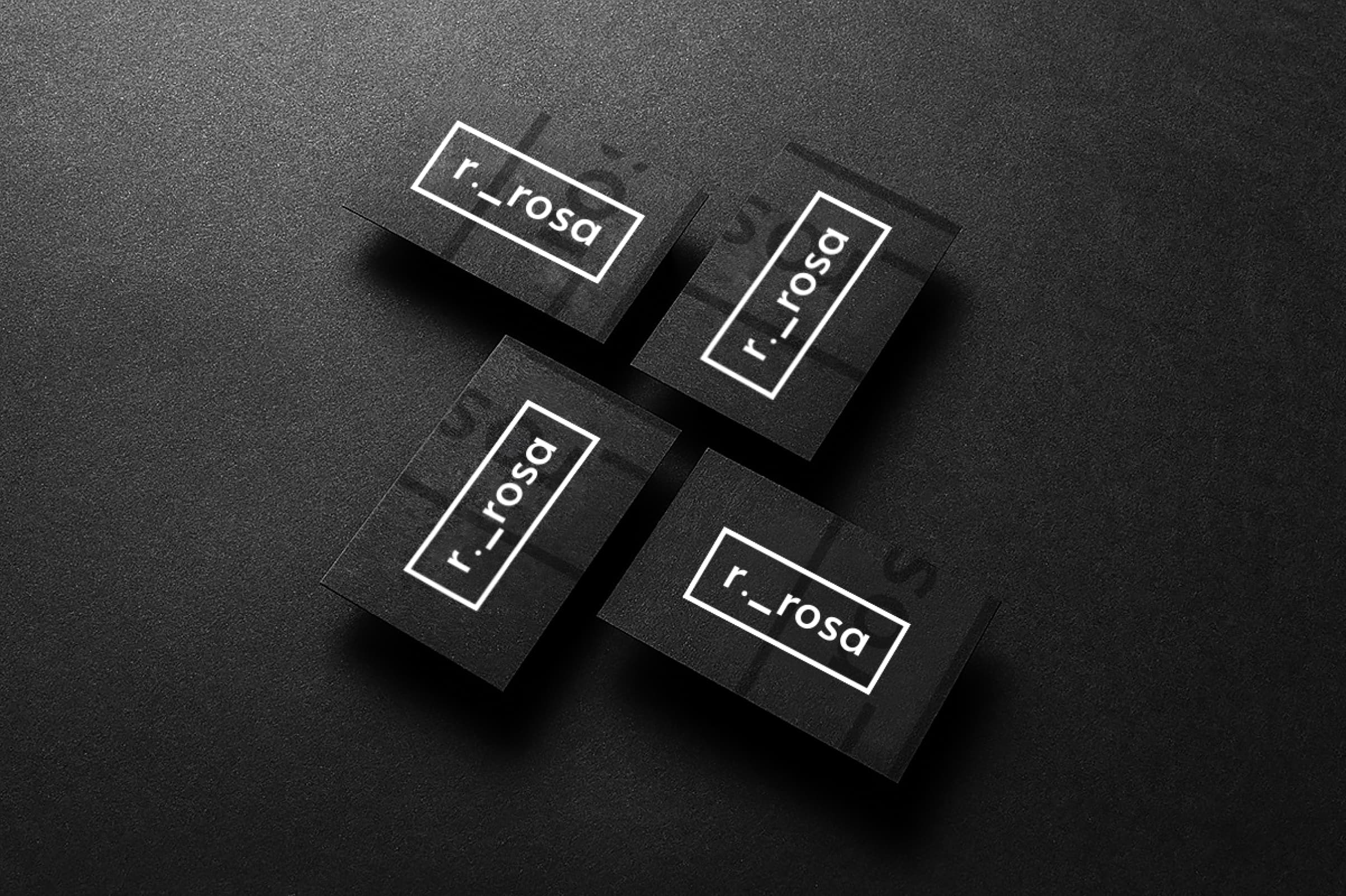 business card with Rafael's rosa logo