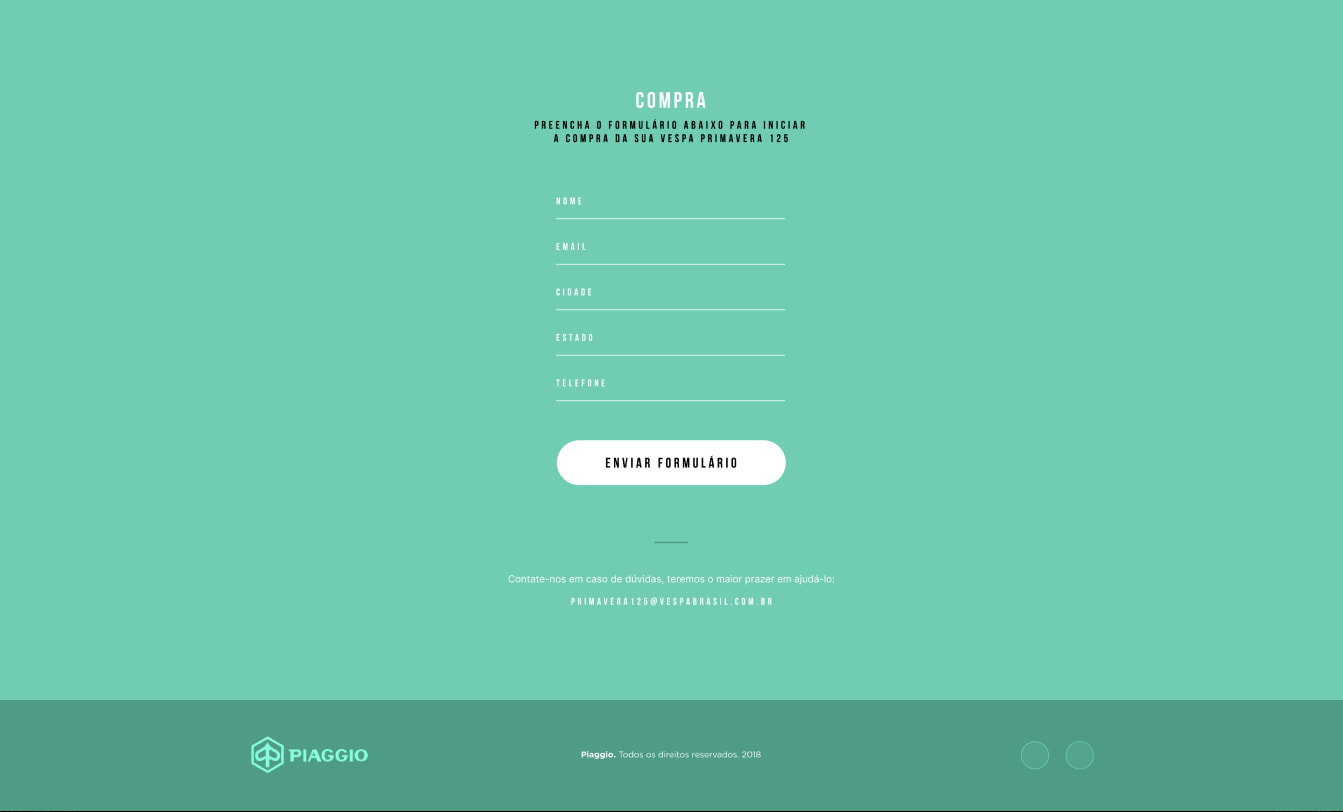 Vespa's landpage section demo