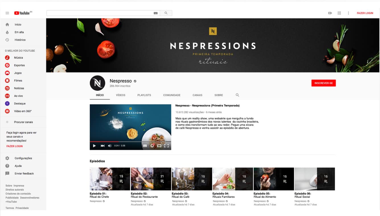 Nespresso youtube channel print